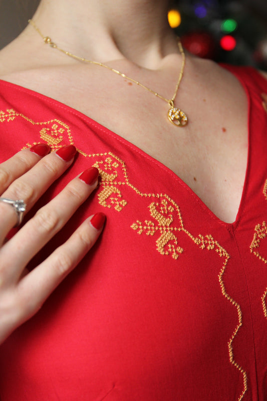 Red Golden Embroidered Vest